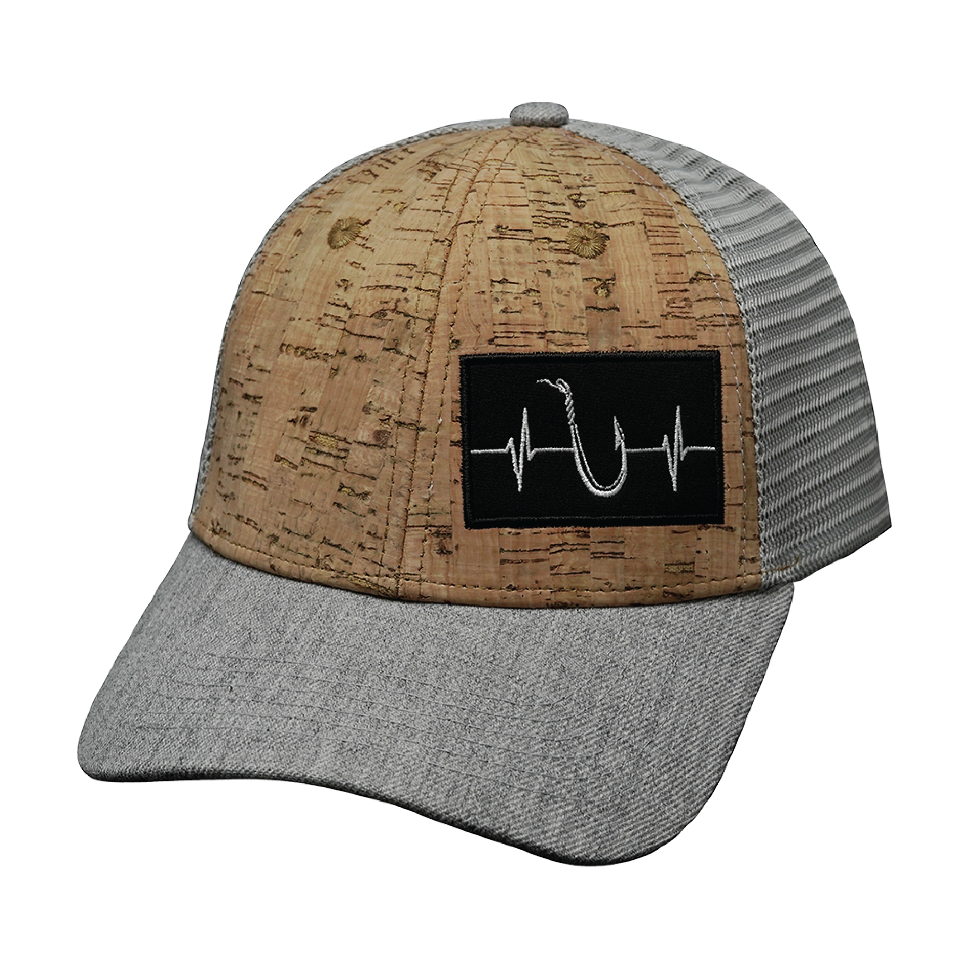 Fishing Hat - Low Profile - Cork - Heather Gray - Trucker Mesh